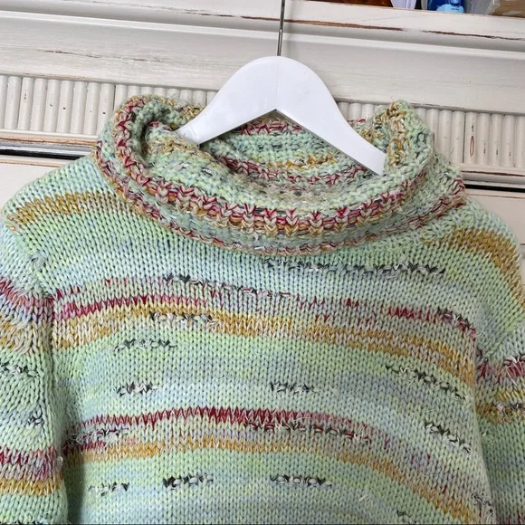 Anthropologie Sweater Elysa Cropped Turtleneck Sweater Knit Multi Colored Winter - Picture 4 of 10